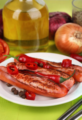 Delicious sausages with vegetables