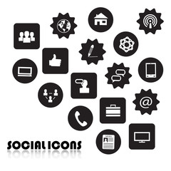 Set of Icons of social network isolated on white background