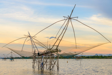 Fototapeta na wymiar Fishing with nets of fishermen.