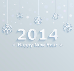 Fototapeta na wymiar Happy new year 2014. Festive background with snowflakes