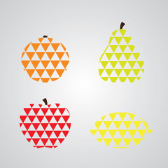 Stylized Fruit Icons Set - Vector illustration
