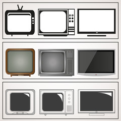 TV Icons Set - Vector illustration, Isolated.