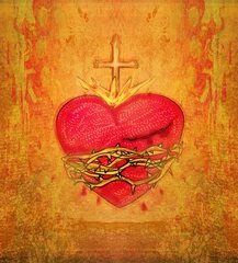The Sacred Heart of Jesus on grunge background © diavolessa
