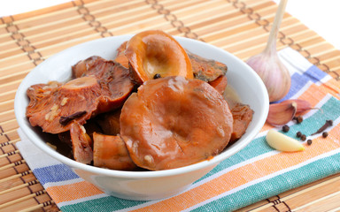 salty forest mushrooms (Lactarius deliciosus)