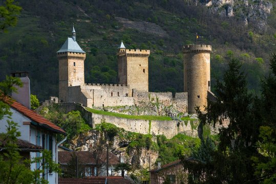 Old castle in Foix town in France