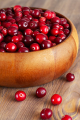 Cranberry in wooden bowl
