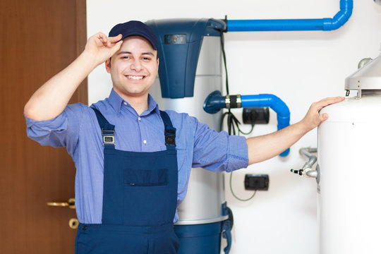 Smiling plumber
