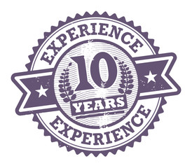 Grunge rubber stamp with the text 10 Years Experience