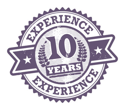 Grunge rubber stamp with the text 10 Years Experience