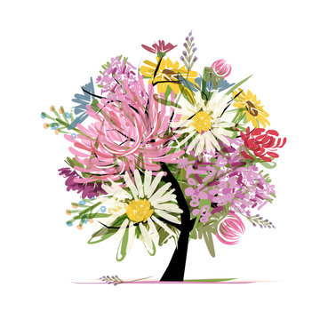 Floral summer bouquet, heart shape for your design