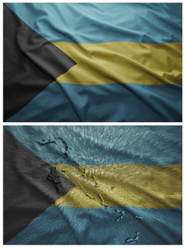 Bahamas Flag And Map Collage