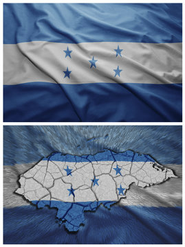 Honduras flag and map collage