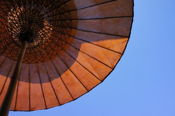 decoration umbrella blue sky red body