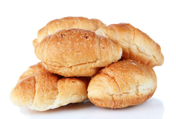 Tasty croissants isolated on white