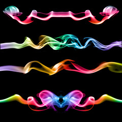 Set of abstract color smoke on black background