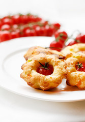 cakes with cherry tomatoes