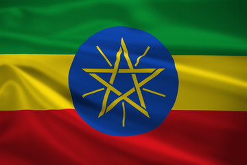 Ethiopia flag blowing in the wind