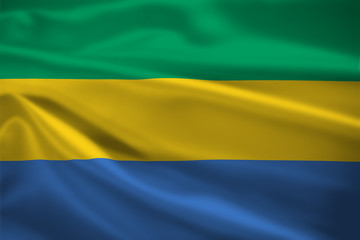 Gabon flag blowing in the wind