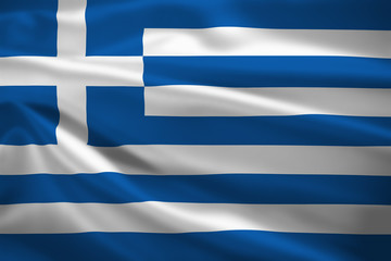 Greece flag blowing in the wind