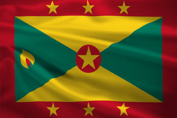 Grenada flag blowing in the wind