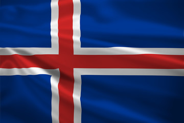 Iceland flag blowing in the wind