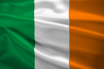 Ireland flag blowing in the wind
