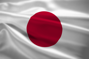 Japan flag blowing in the wind