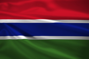 Gambia flag blowing in the wind