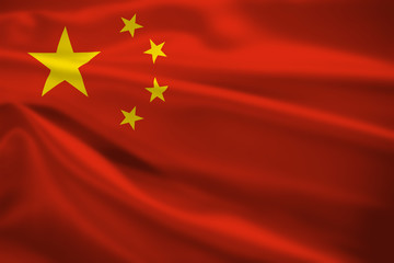 Peoples Republic of China flag blowing in the wind