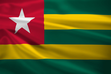 Togo flag blowing in the wind