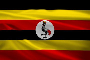 Uganda flag blowing in the wind
