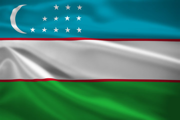 Uzbekistan flag blowing in the wind