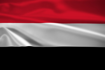 Yemen flag blowing in the wind
