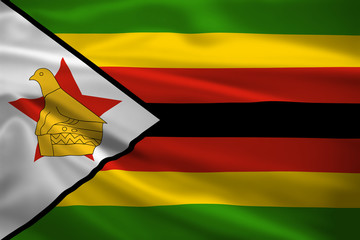 Zimbabwe flag blowing in the wind - obrazy, fototapety, plakaty