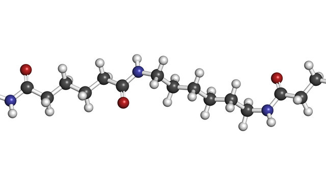 Nylon (nylon-6,6) plastic polymer, chemical structure