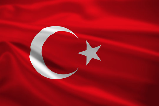 Turkey flag blowing in the wind
