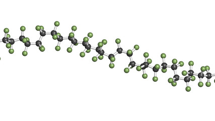 Polytetrafluoroethylene (PTFE) polymer, chemical structure