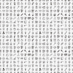 seamless doodle coffee pattern background