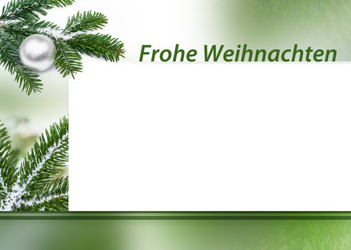 Frohe Weihnachten, Weihnachtskarte, gr&uuml;n, Tanne