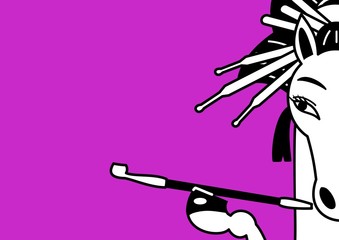 Obraz premium 馬の芸者、モノクロ