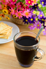 Coffee cup and crackers