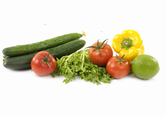 Assorted fresh vegetables isolated on white background