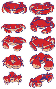 cartoon crabs vector clip art set
