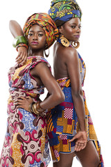 Beautiful African fashion modesl in traditional dress.