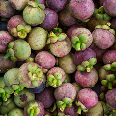 Ripe mangosteens background