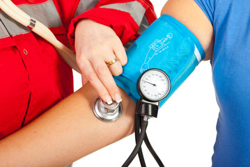 Close up of checking blood pressure