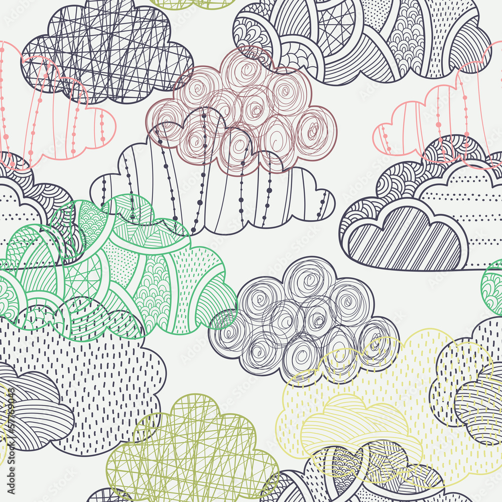 Poster clouds seamless pattern