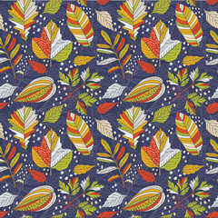 Naklejka premium Autumn leaves sesmless psttern