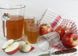 Apple juice and red apples