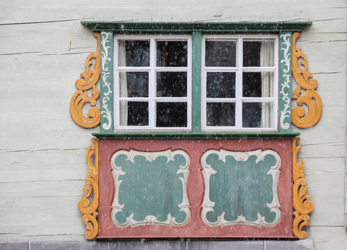 Traditional window from Austria at winter